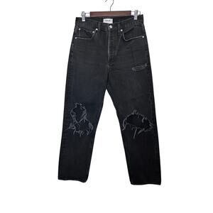 AGOLDE ’90s Pinch Waist‎ Straight Jeans Size 27 Black Distressed Button-Fly